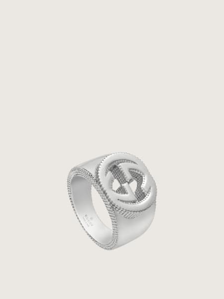 Ring with interlocking g motif in sterling silver