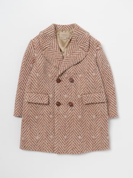 Gucci coat in chevron wool with G Square