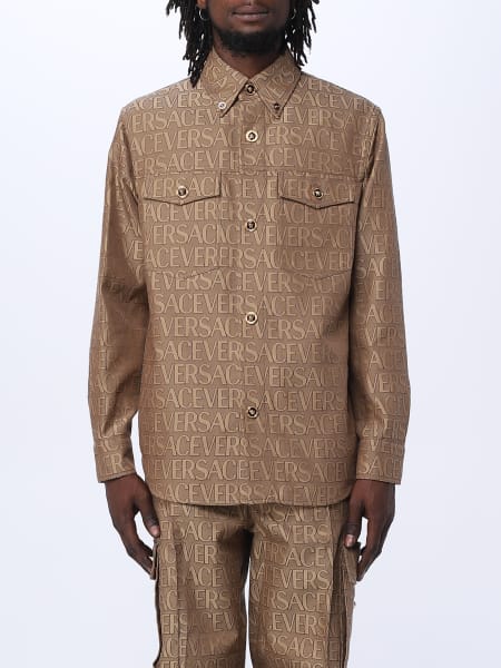 Camicia Versace in misto cotone con logo jacquard