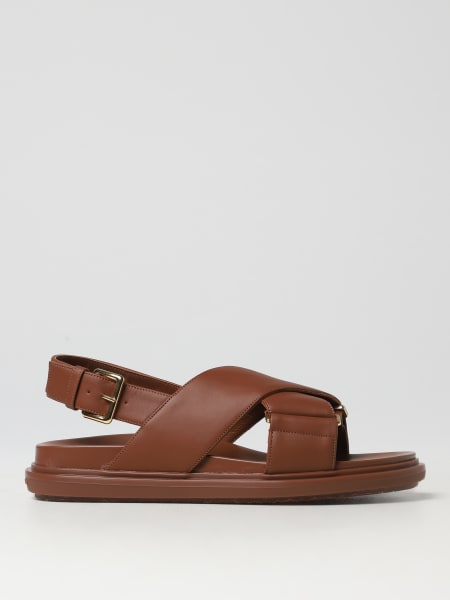 MARNI: sandals in leather - Leather | Marni flat sandals