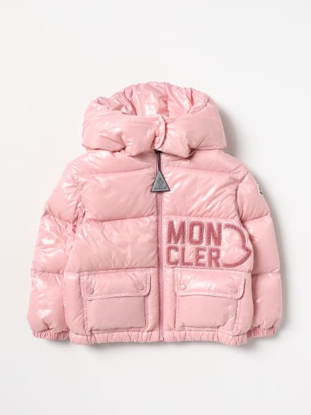 Moncler Abbaye down jacket in padded nylon with shearling logo