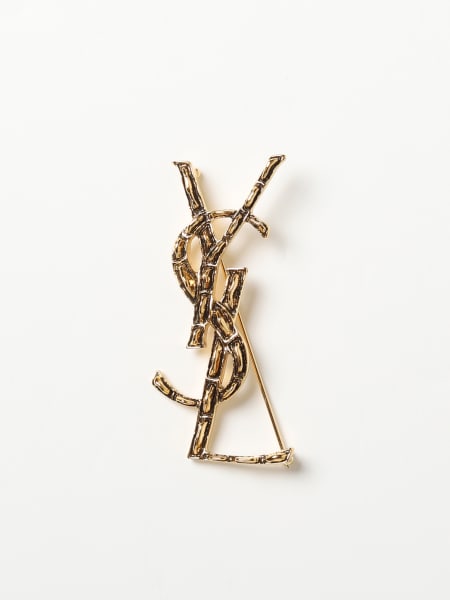 Men's Saint Laurent: Saint Laurent Opyum brooch in antique brass