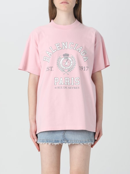 T-shirt Balenciaga in cotone con logo stampato a contrasto