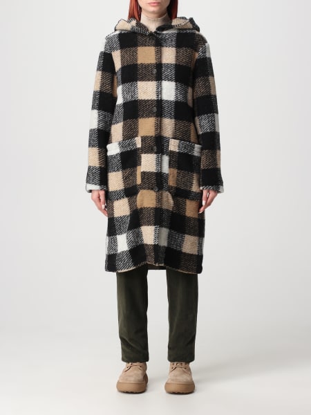 Woolrich donna: Cappotto Woolrich in misto lana con motivo check