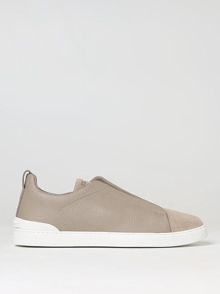 Zegna men: Zegna Triple Stitch™ low top leather and suede sneakers