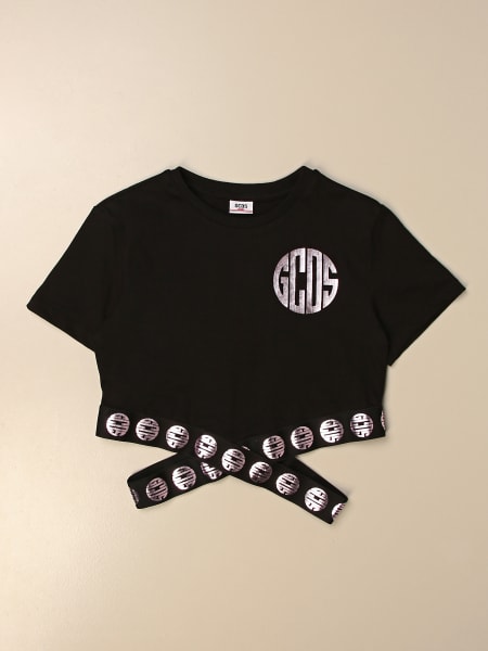 Gcds cotton cropped t-shirt with logo