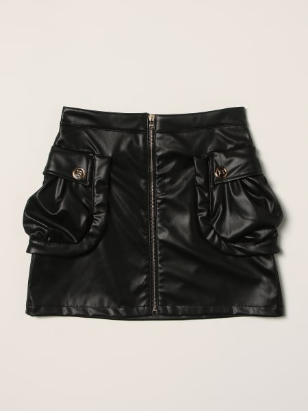 Balmain kids: Balmain synthetic leather short skirt