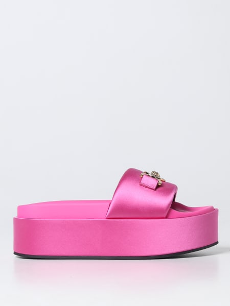 Versace Outlet: Medusa sliders in satin and rubber - Pink