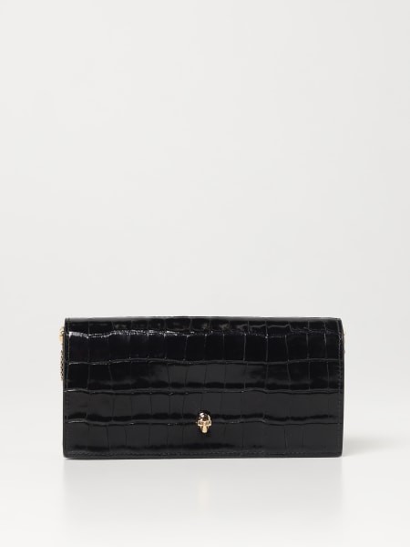 Alexander Mcqueen: Alexander McQueen wallet bag in crocodile-print brushed leather