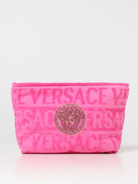Beauty case Medusa Versace in spugna di cotone con logo floccato