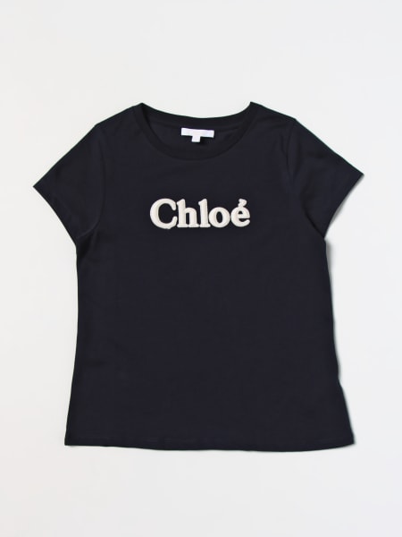 CHLOÉ: cotton t-shirt - Blue | Chloé t-shirt C15E35 online at