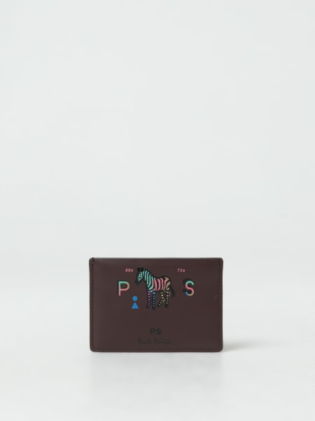 Ps Paul Smith: Portacarte di credito PS Paul Smith in pelle con logo stampato