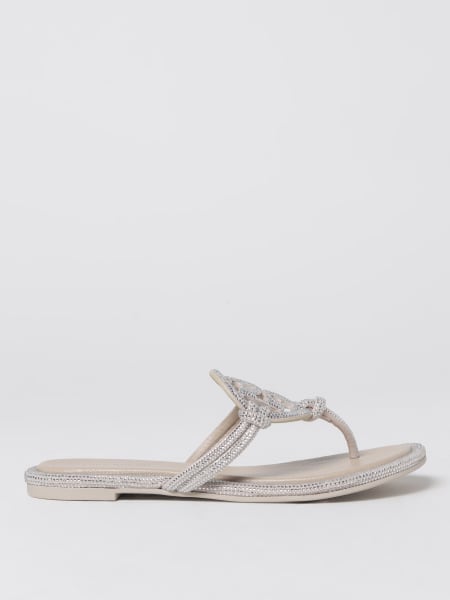 TORY BURCH Miller flip flops in suede with rhinestones White