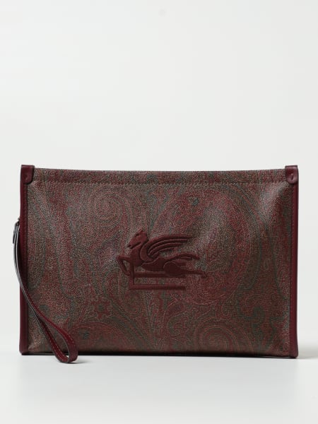 Etro clutch in coated cotton with logo