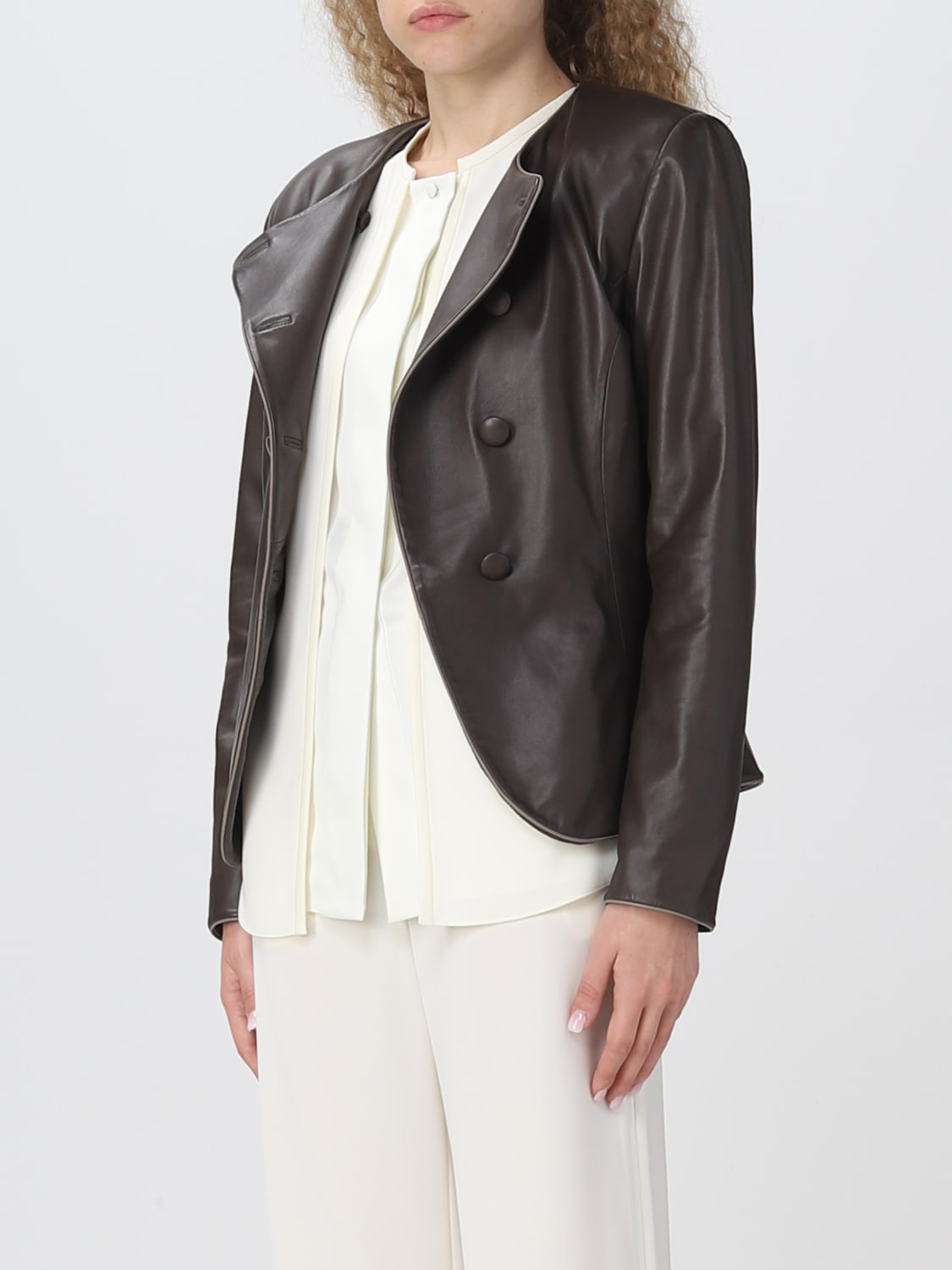 Emporio armani hotsell leather jacket womens