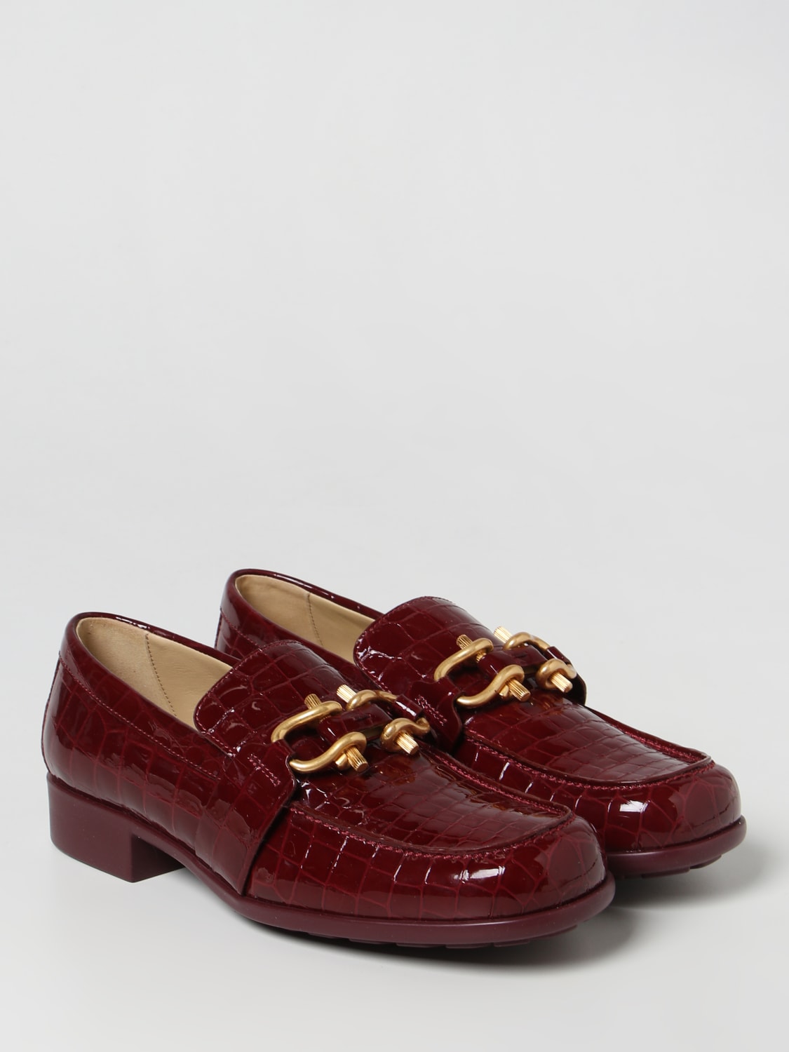 Burgundy and clearance gold loafers