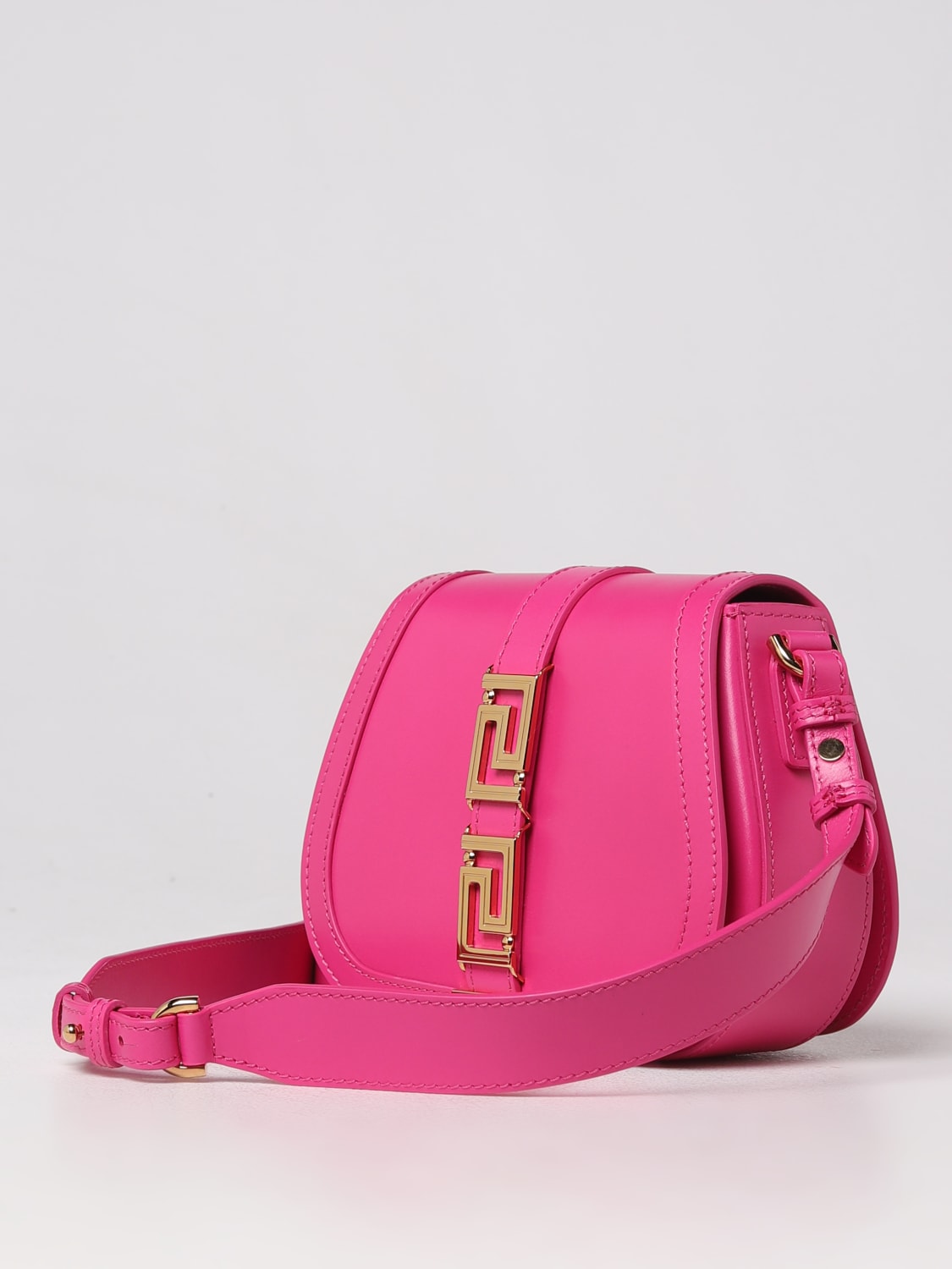 Versace Outlet Greca Goddesa bag in smooth leather Fuchsia