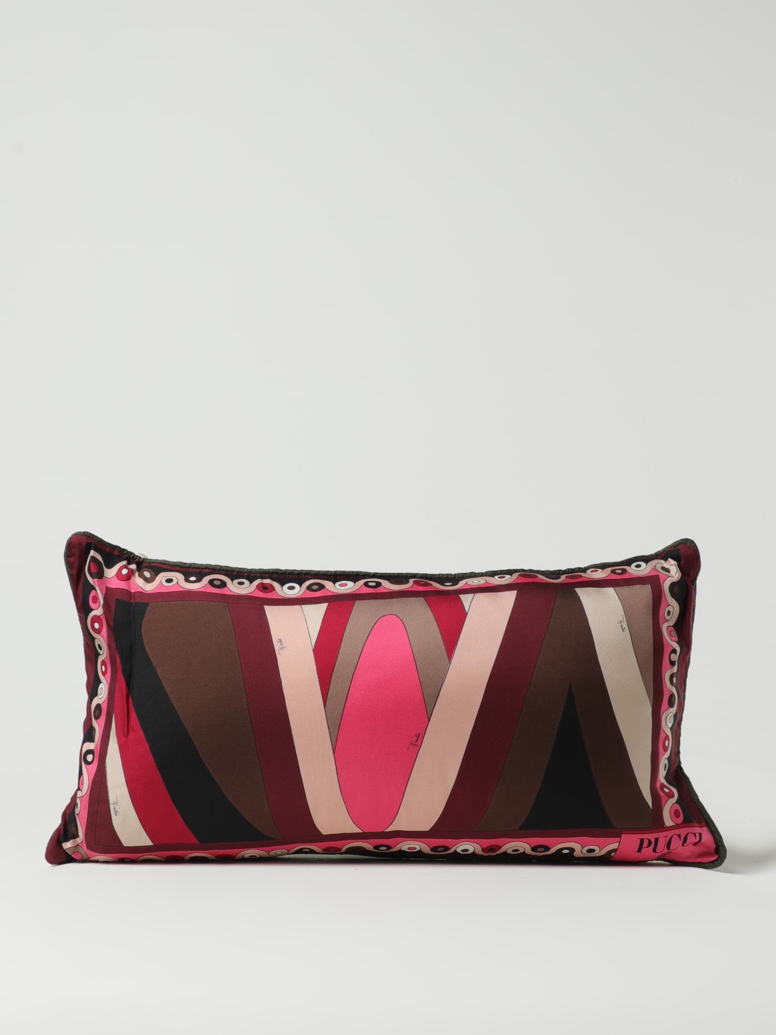 EMILIO PUCCI: cushion in printed silk - Pink | Emilio Pucci