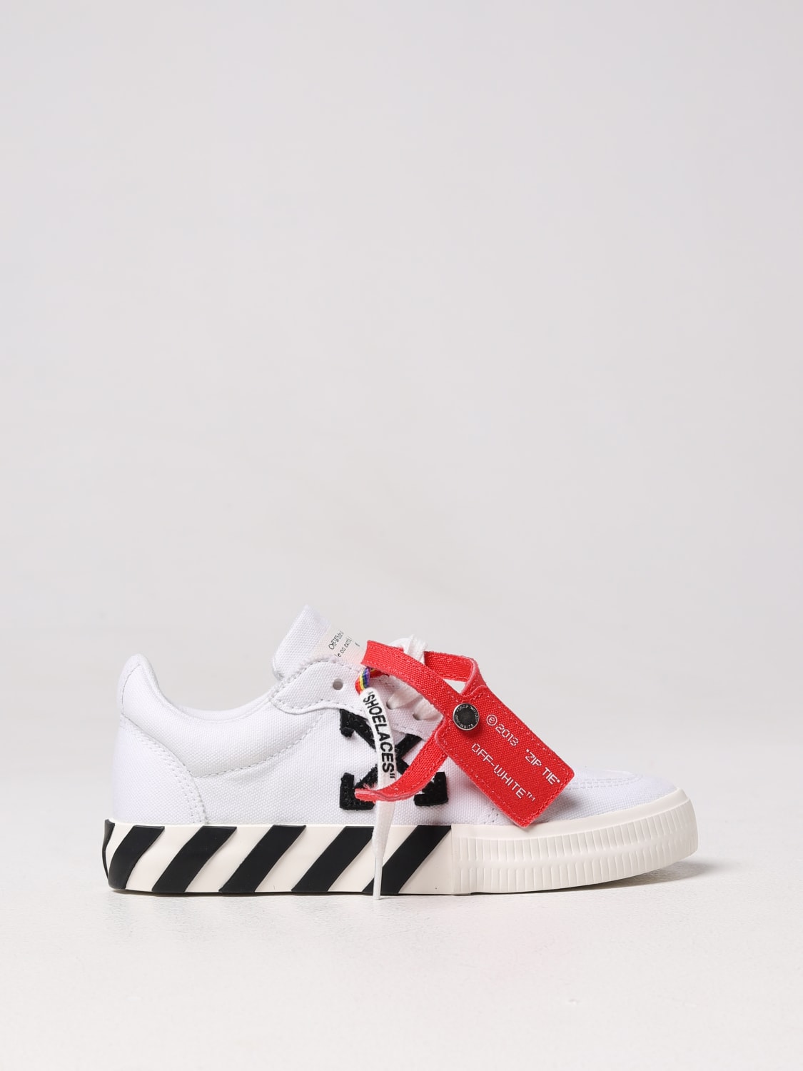 OFF-WHITE: Vulcanized sneakers in canvas - White  Off-White sneakers  OBIA003C99FAB001 online at