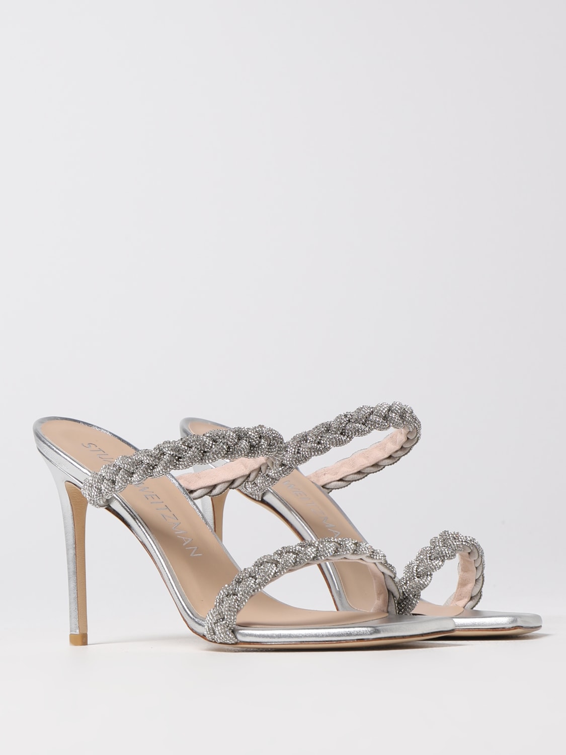 Stuart Weitzman Outlet heeled sandals for women Silver Stuart