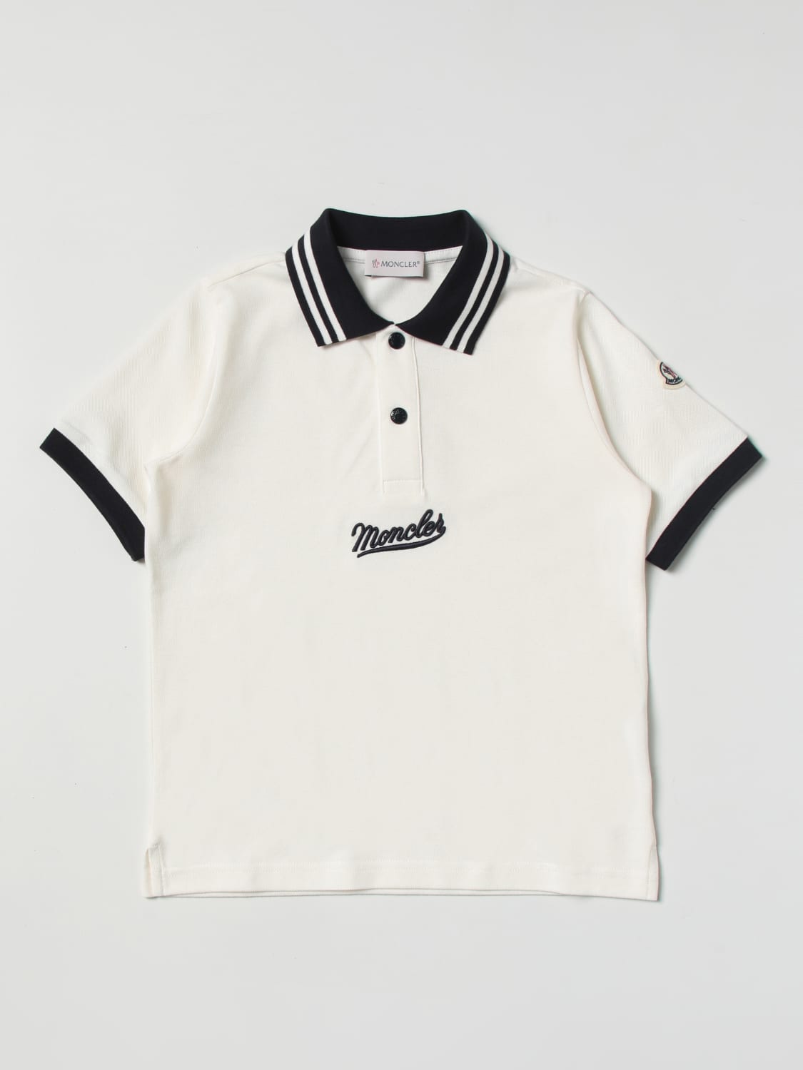 Moncler Outlet cotton polo shirt with logo White Moncler polo