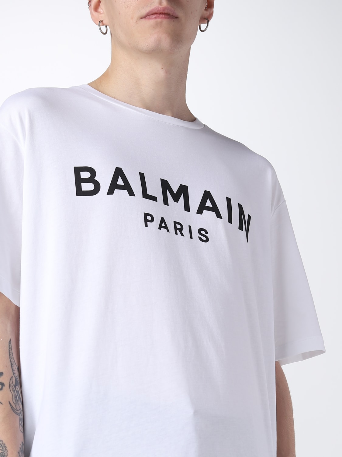 BALMAIN: cotton t-shirt - White | Balmain t-shirt AH1EG000BB73