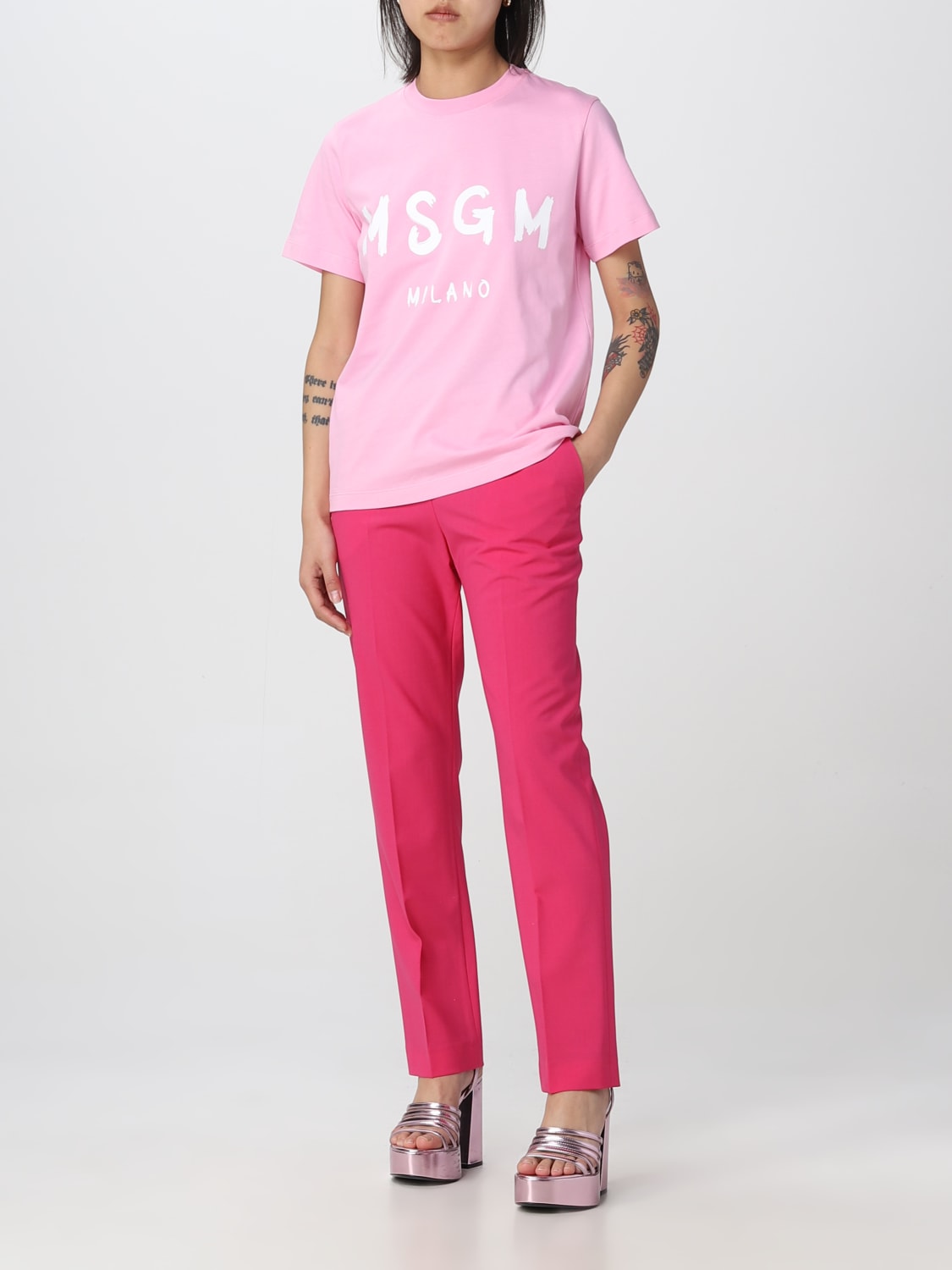 MSGM：Tシャツ レディース - ピンク | GIGLIO.COMオンラインのMsgm T