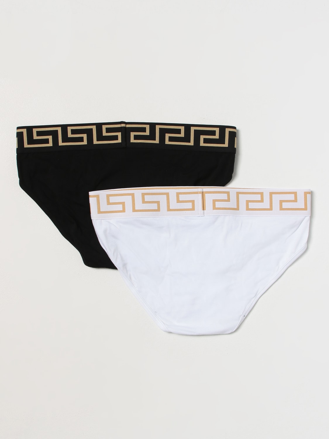 VERSACE: Set of 2 briefs in stretch cotton - Black 1  Versace underwear  AU10180A232741 online at