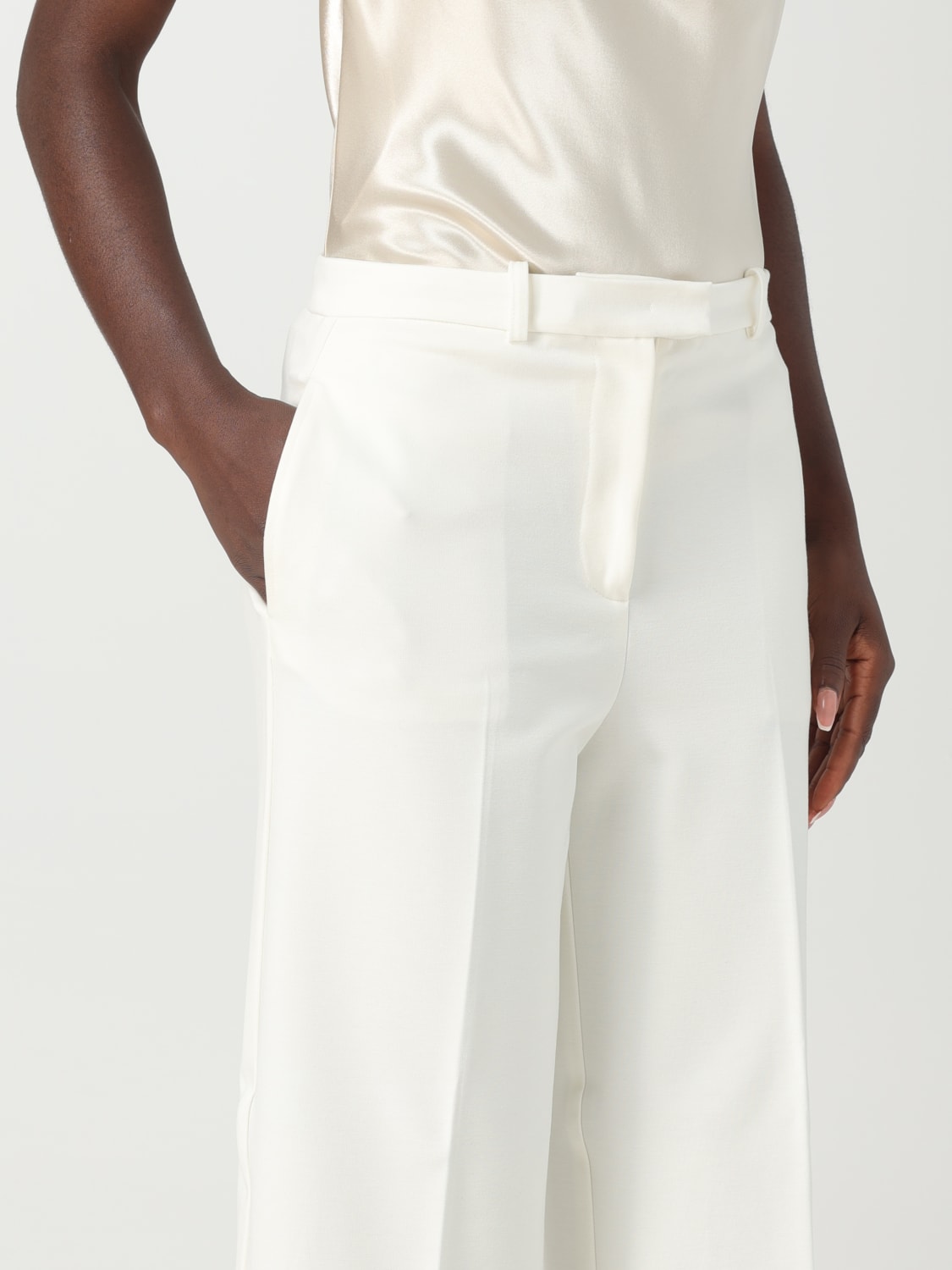 Pantalon Pinko pour femme en tissu technique extensible Blanc