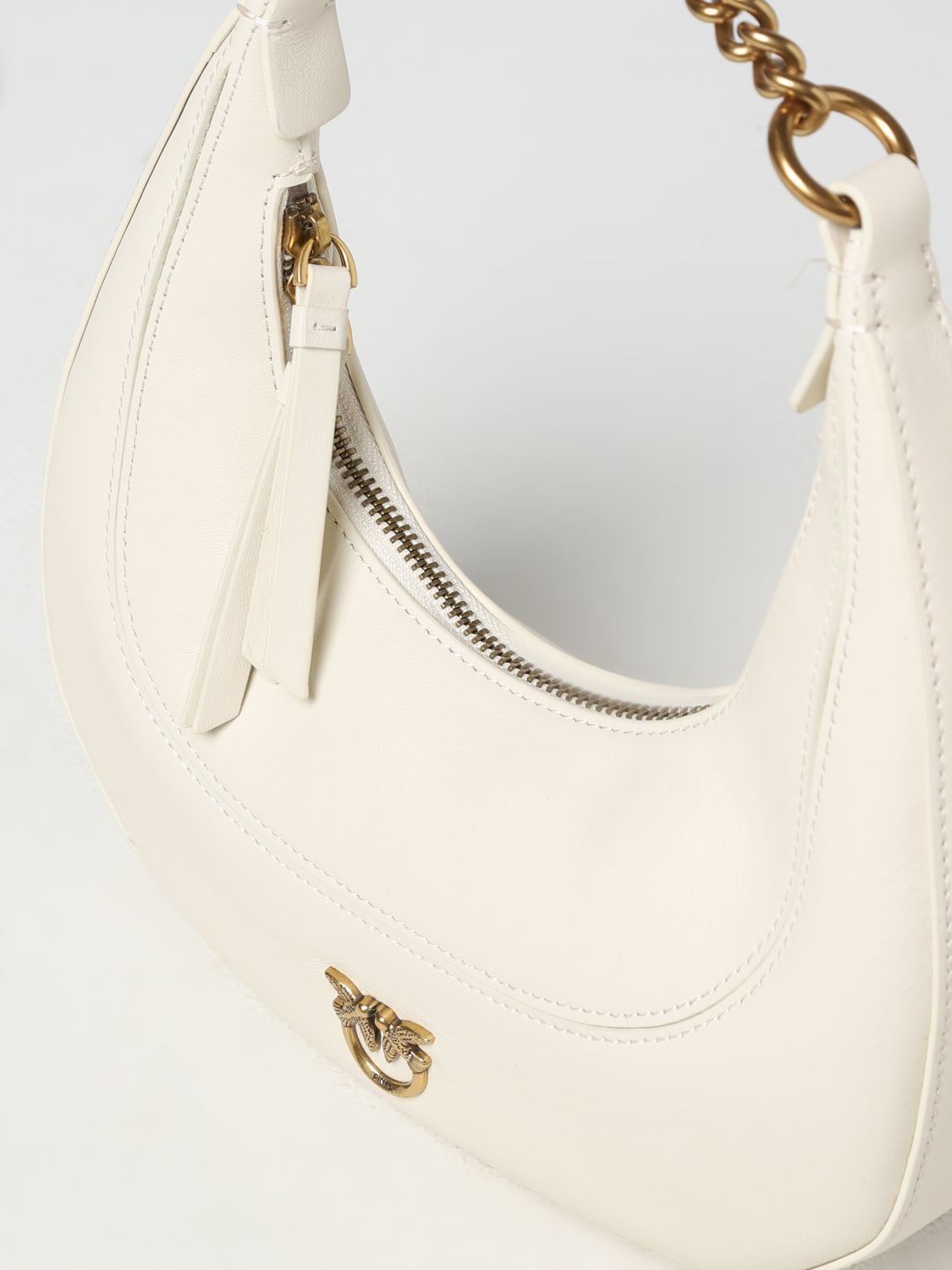 PINKO BORSA A SPALLA: Borsa Brioche in pelle, Borsa A Spalla Pinko donna -  101433A0QO Bianco