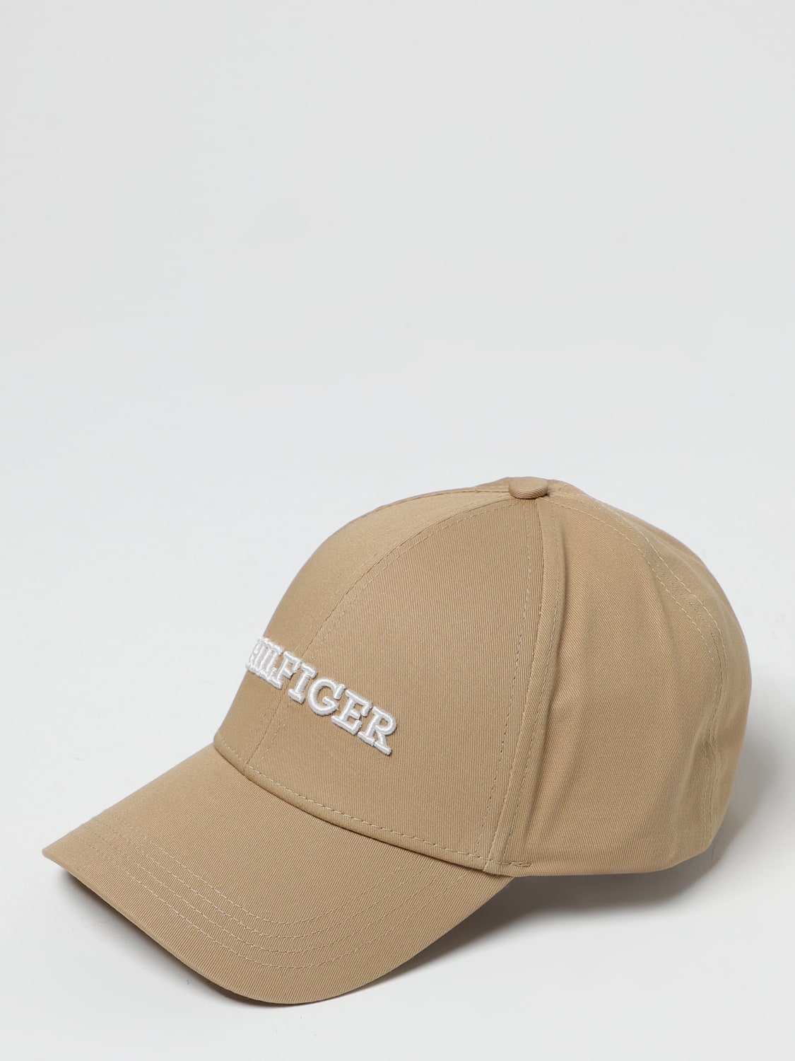 TOMMY HILFIGER: hat logo cotton Hilfiger AW0AW15532 | Beige Tommy online hat embroidered - in at with