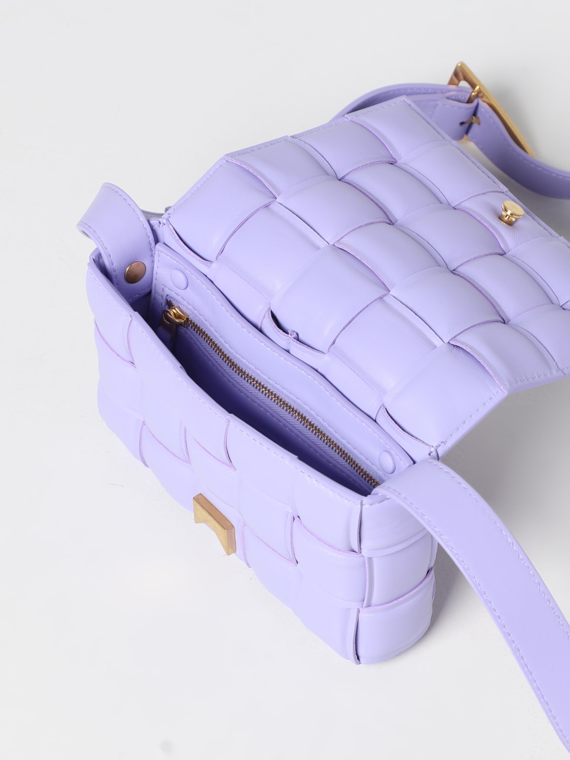 Bottega veneta padded cassette best sale bag purple