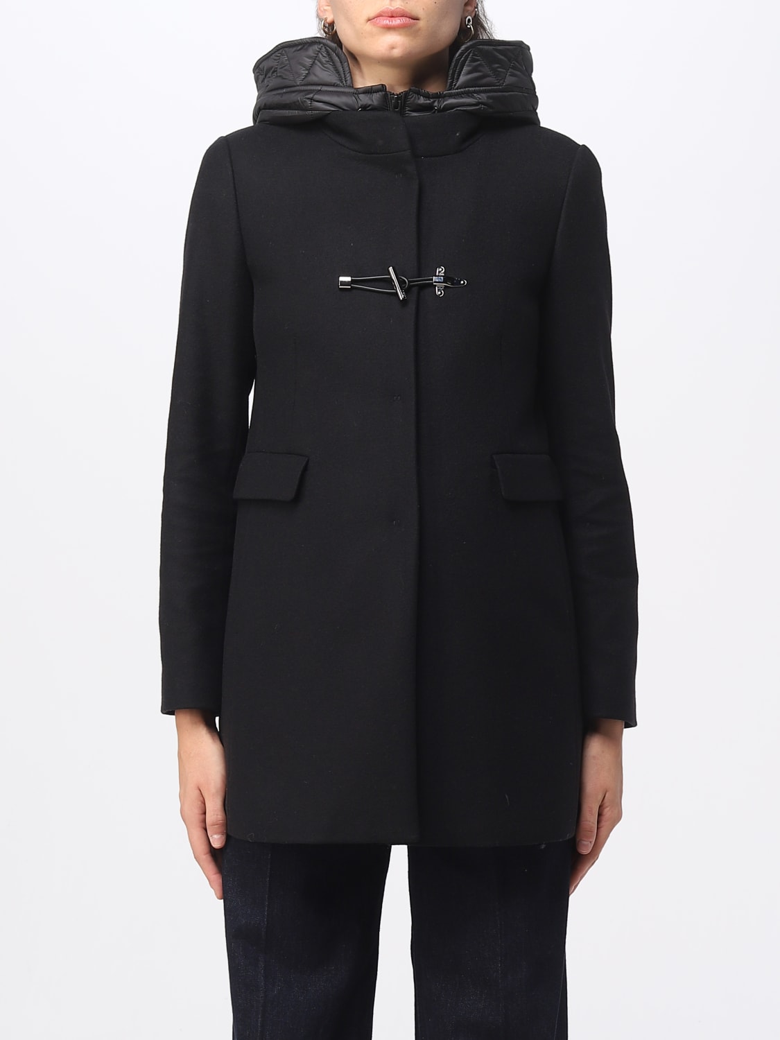 FAY: coat for woman - Black | Fay coat NAW59473430SGL online at GIGLIO.COM