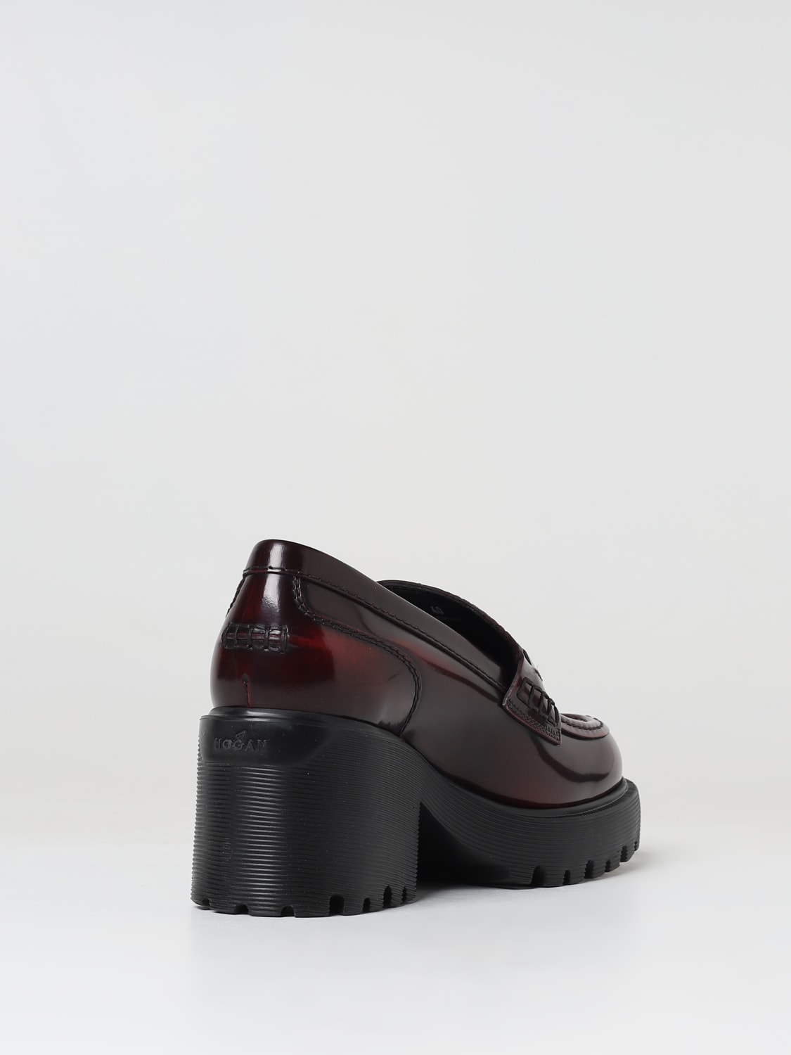 HOGAN: H649 moccasins in brushed leather - Burgundy | Hogan loafers ...
