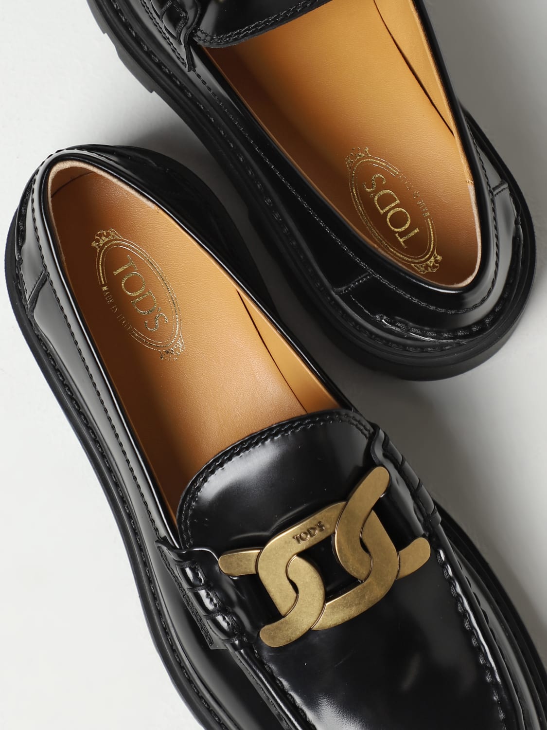 TOD'S: moccasins in brushed leather - Black | Tod's loafers ...