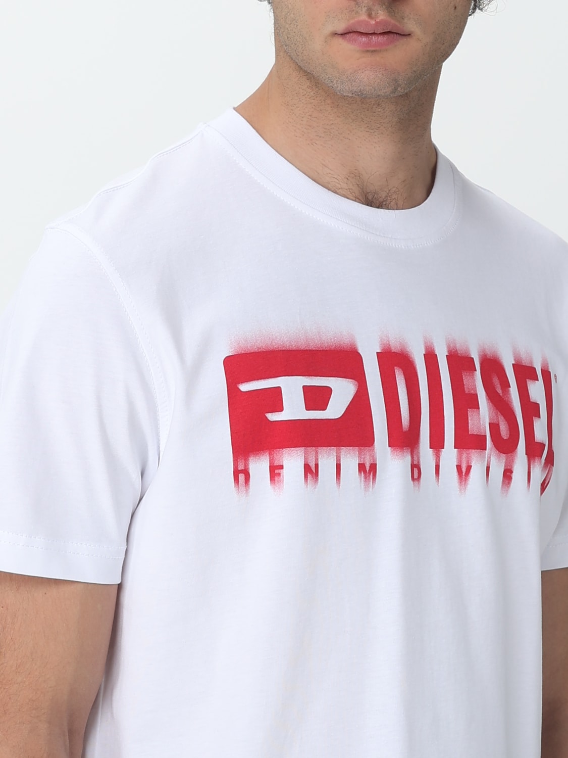 DIESEL: cotton T-shirt with logo print - White | Diesel t-shirt