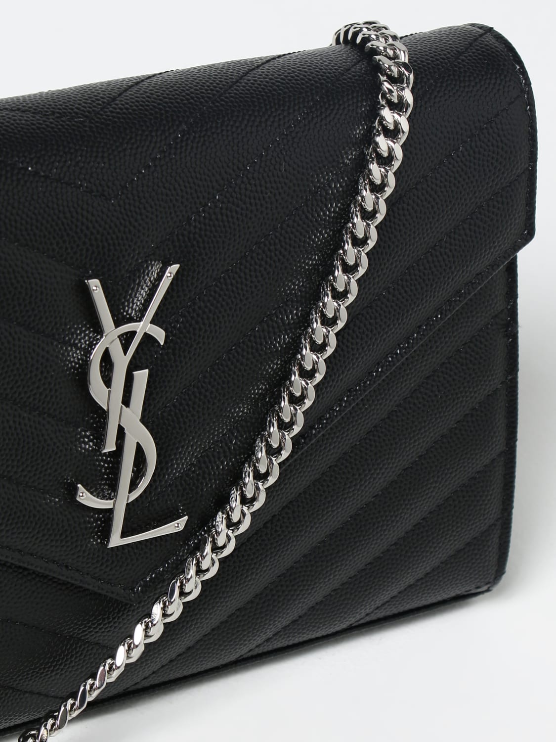 SAINT LAURENT: wallet bag in quilted leather - Black | Saint