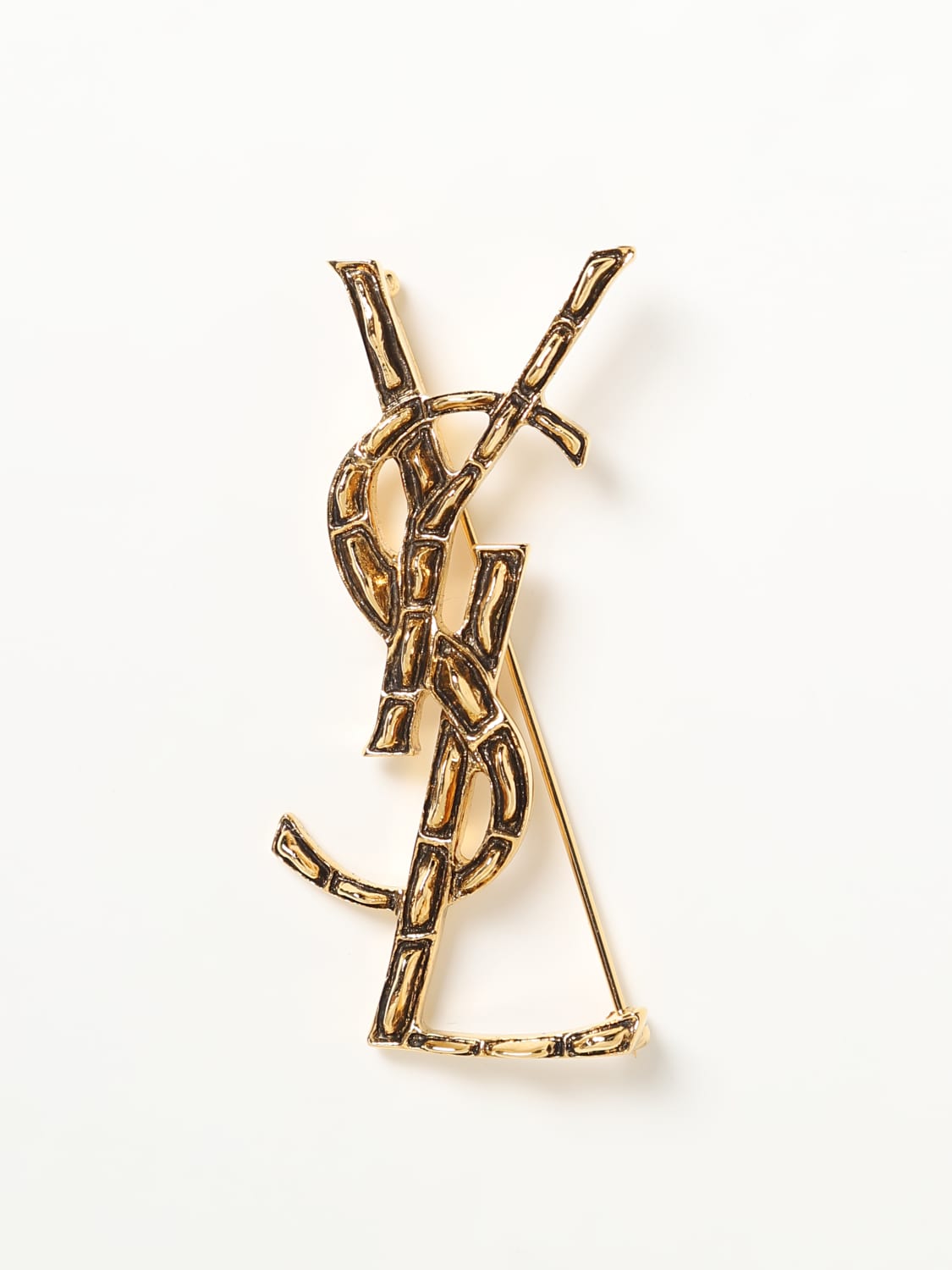 Gold YSL monogrammed brooch, Saint Laurent