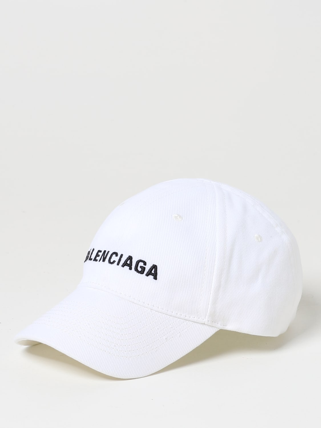 BALENCIAGA: hat in cotton with embroidered logo - White | Balenciaga ...