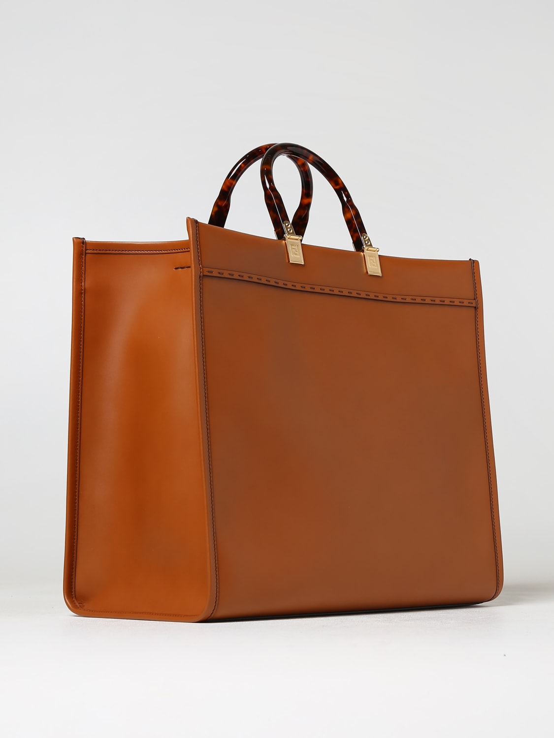 FENDI: Sunshine leather bag with embossed logo lettering - Leather ...