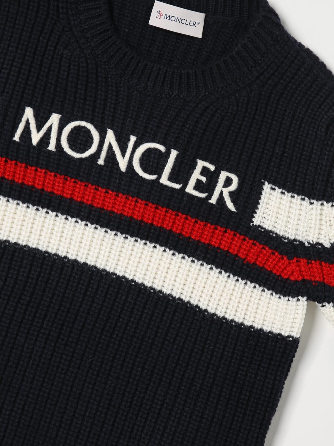 MONCLER: sweater in wool blend - Blue | Moncler sweater 9C00006M1131 ...