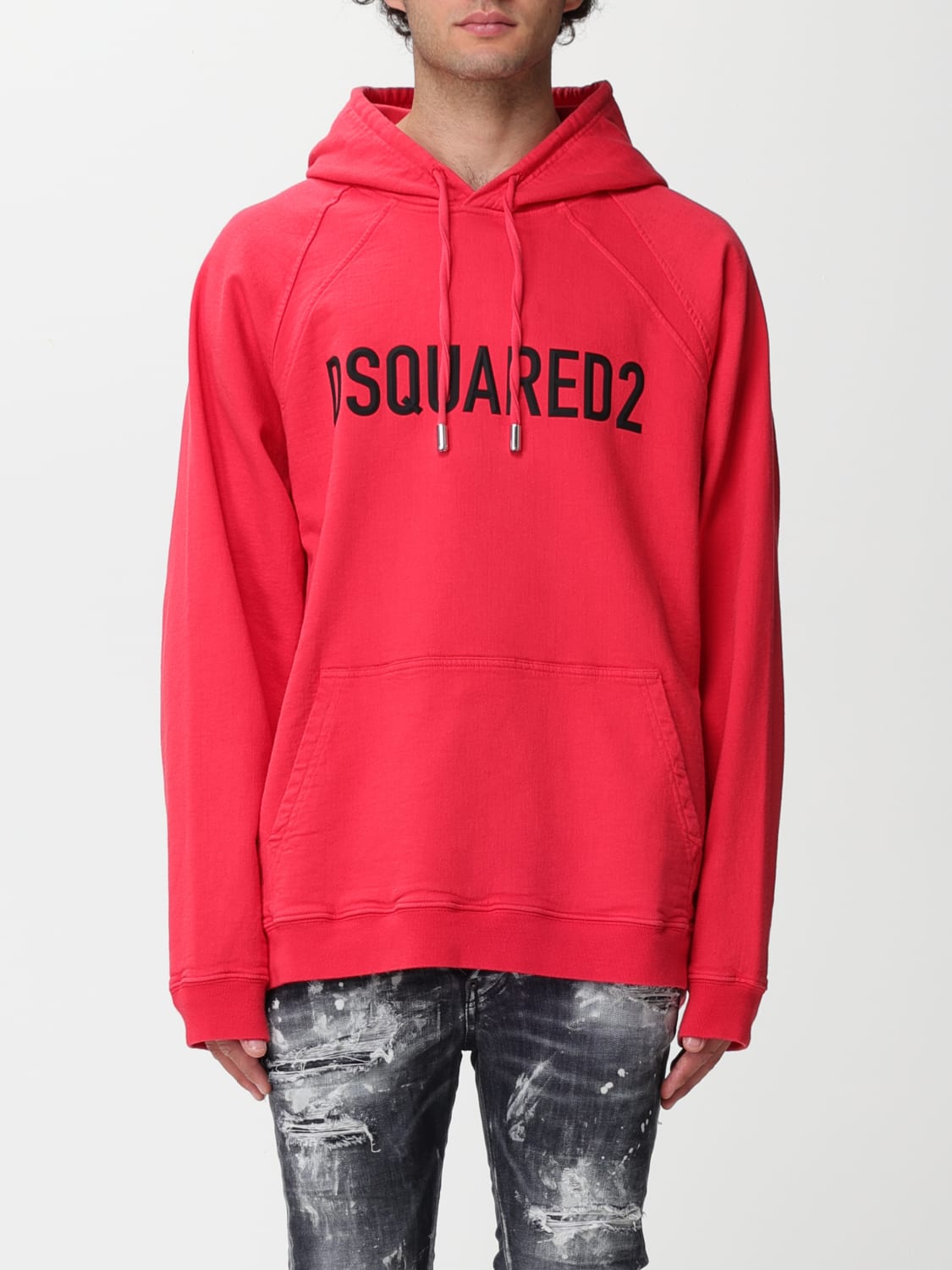 DSQUARED2 sweatshirt in stretch cotton and lyocell Orange