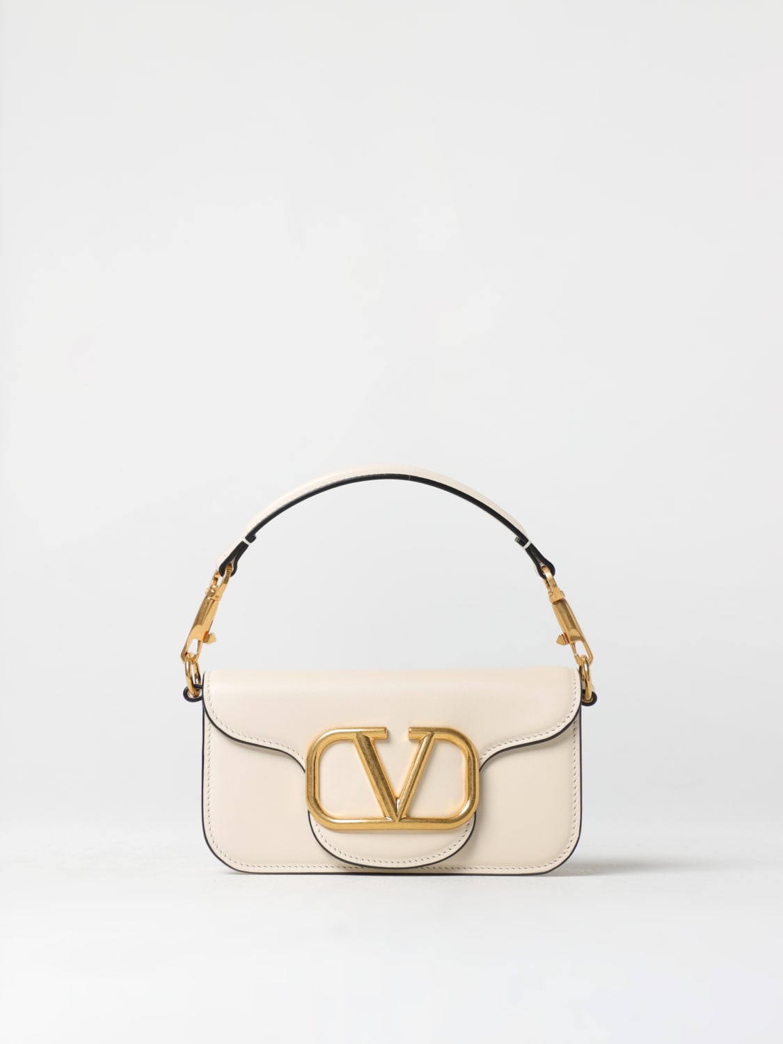 VALENTINO GARAVANI: Locò bag in leather with logo - Yellow Cream ...