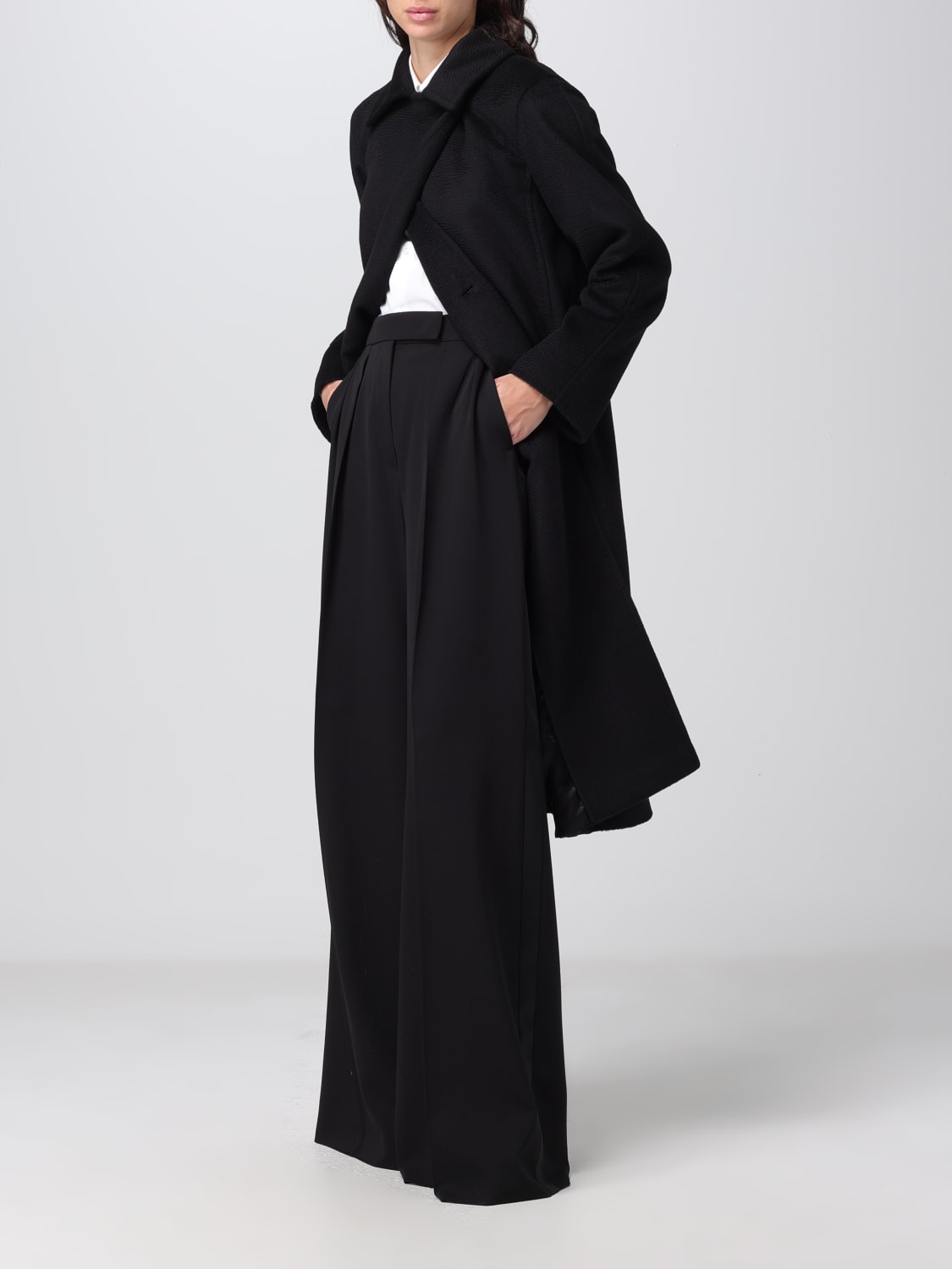 MAX MARA: Manuela coat in sable camel drap - Black | Max Mara coat ...