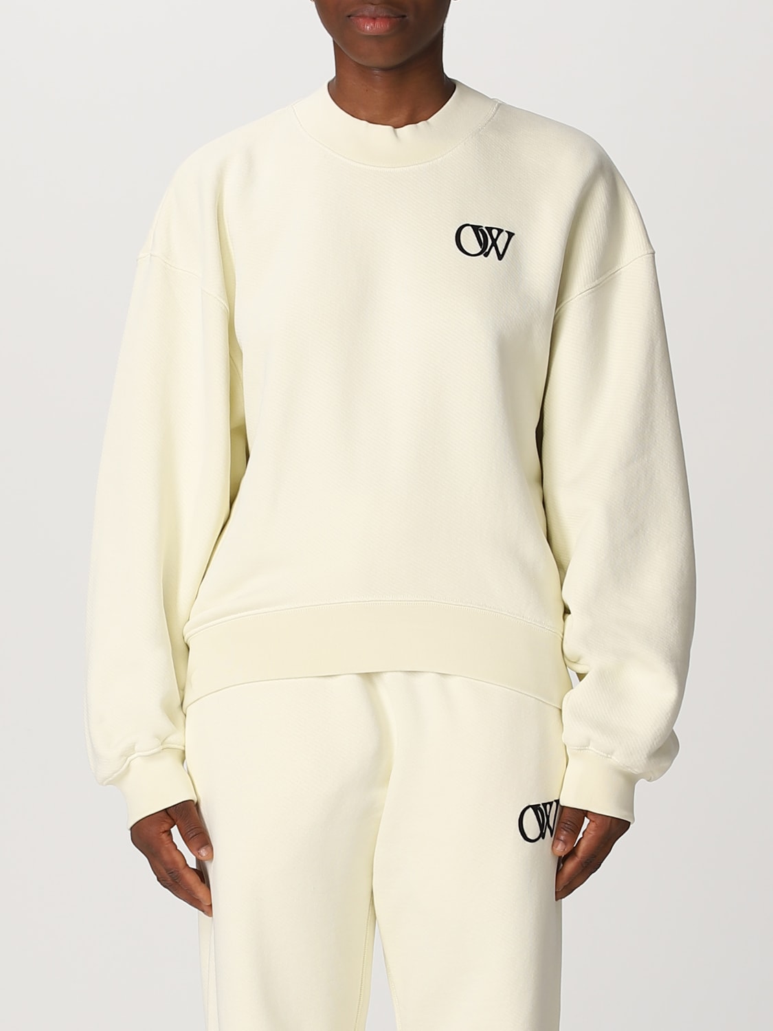 OFF-WHITE: sweatshirt for women - Beige | Off-White sweatshirt  OWBA075F23JER006 online at