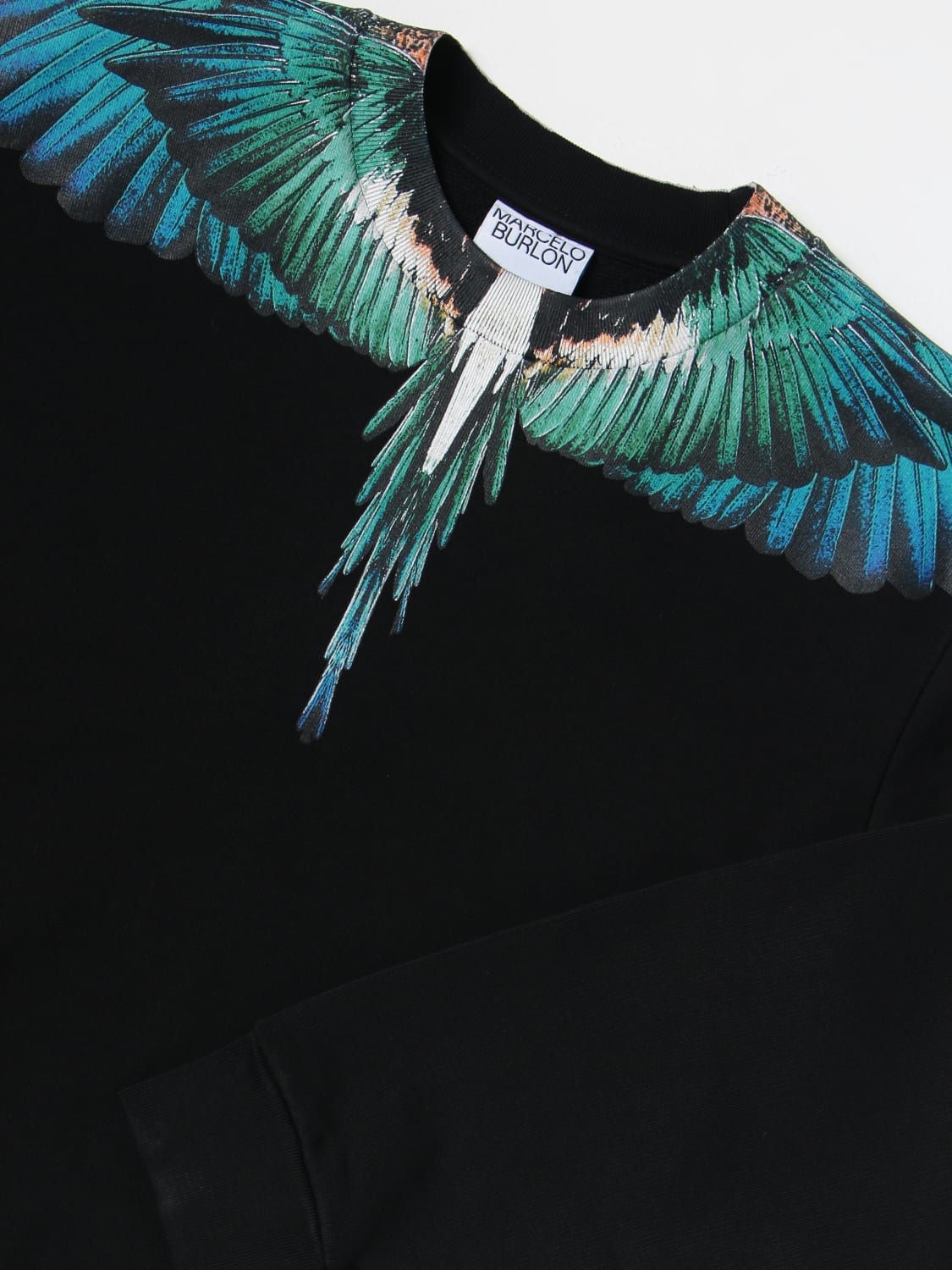 MARCELO BURLON Marcelo Burlon County of Milan bambino felpa nera in cotone  CBBA001F22FLE0011001K