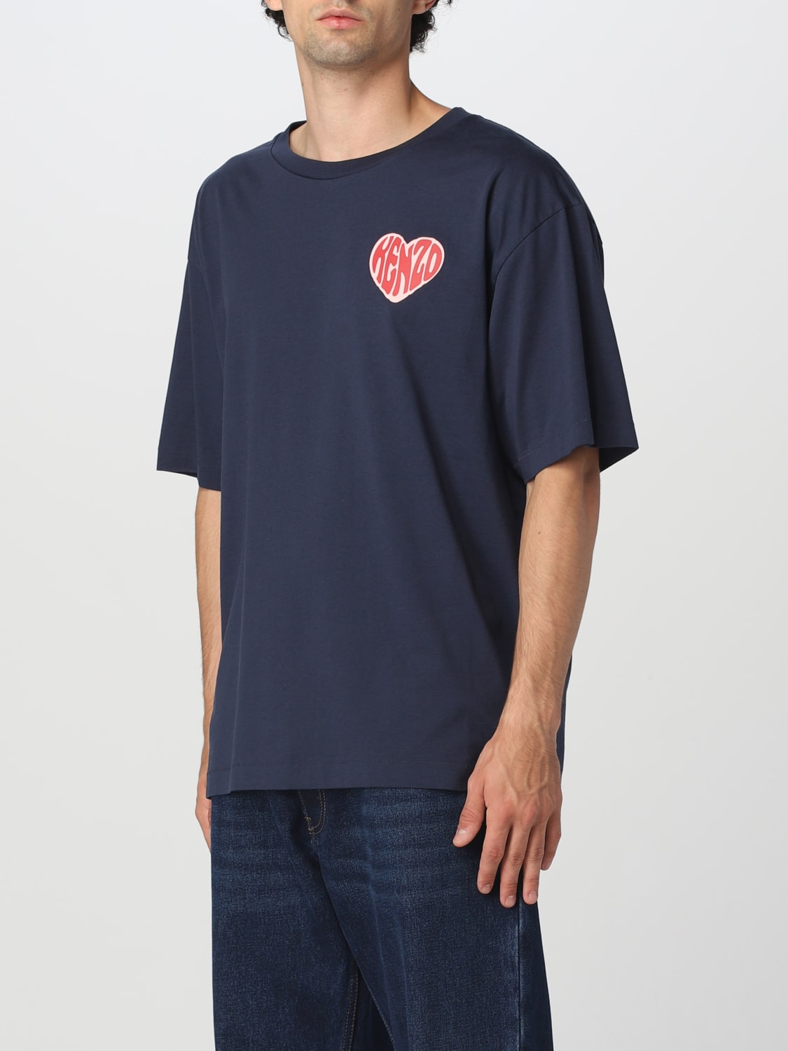 KENZO: Heart cotton t-shirt - Blue | Kenzo t-shirt FD65TS1154SO