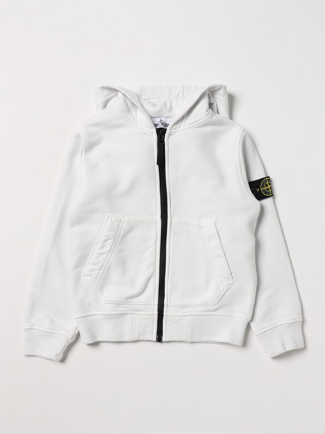 Stone island zip hoodie white sale