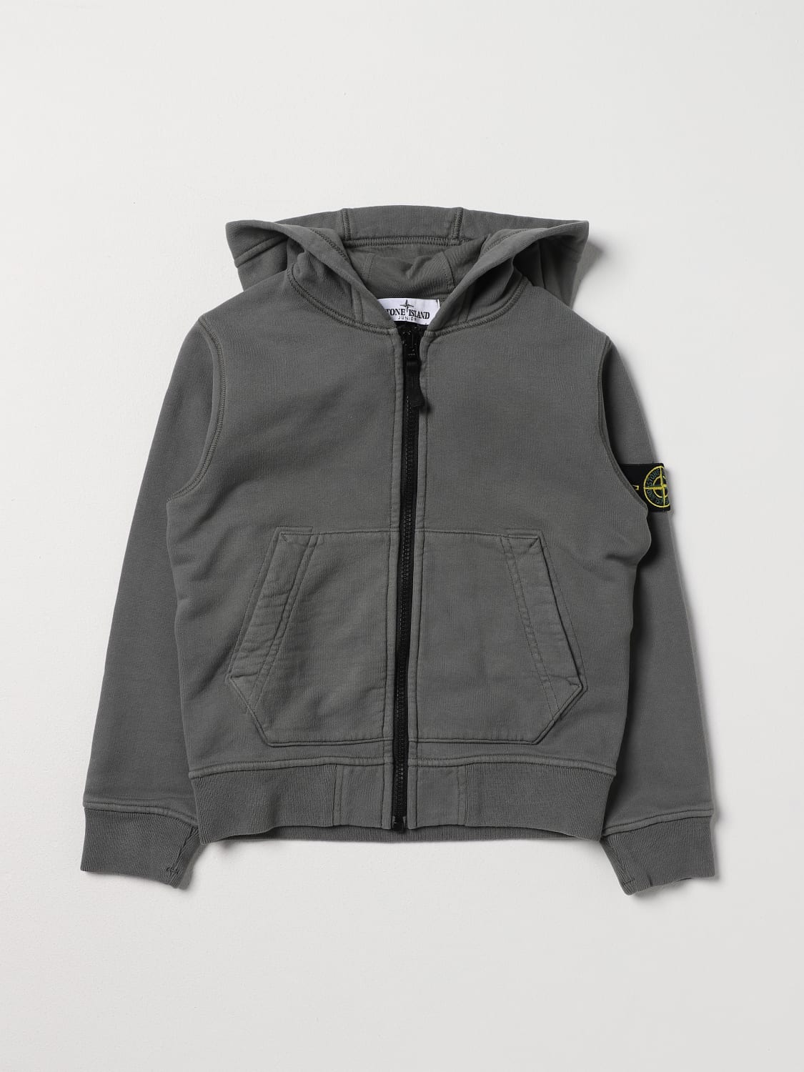 Stone island zip up best sale hoodie grey