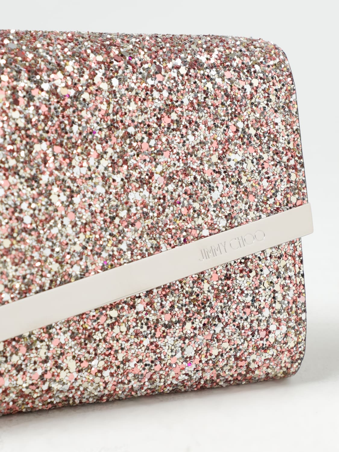 JIMMY CHOO: Emmie wallet bag in glitter - Pink | Jimmy Choo mini